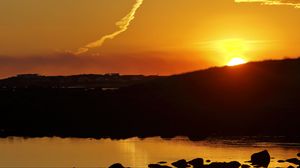 Preview wallpaper hill, sea, stones, sunset, nature