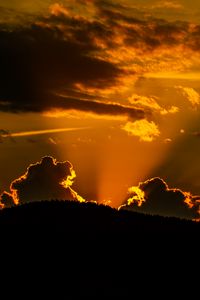 Preview wallpaper hill, silhouette, clouds, sunset