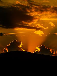 Preview wallpaper hill, silhouette, clouds, sunset