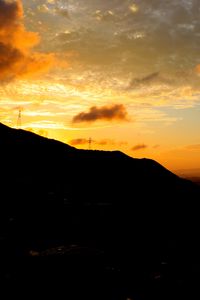 Preview wallpaper hill, silhouette, evening, sky, clouds