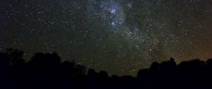 Preview wallpaper hill, silhouette, night, milky way, stars