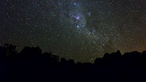 Preview wallpaper hill, silhouette, night, milky way, stars