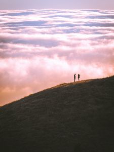 Preview wallpaper hill, silhouettes, clouds