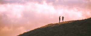 Preview wallpaper hill, silhouettes, clouds