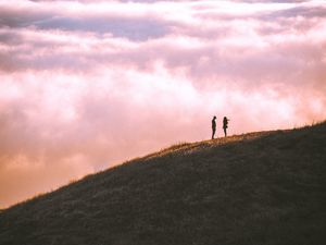 Preview wallpaper hill, silhouettes, clouds