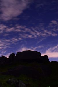 Preview wallpaper hill, sky, clouds, starry sky