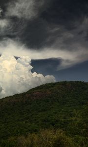 Preview wallpaper hill, sky, clouds, greenery, landscape