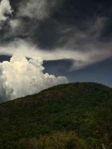 Preview wallpaper hill, sky, clouds, greenery, landscape