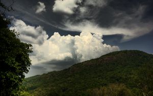 Preview wallpaper hill, sky, clouds, greenery, landscape