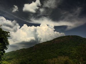 Preview wallpaper hill, sky, clouds, greenery, landscape