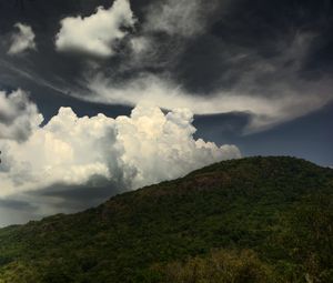 Preview wallpaper hill, sky, clouds, greenery, landscape