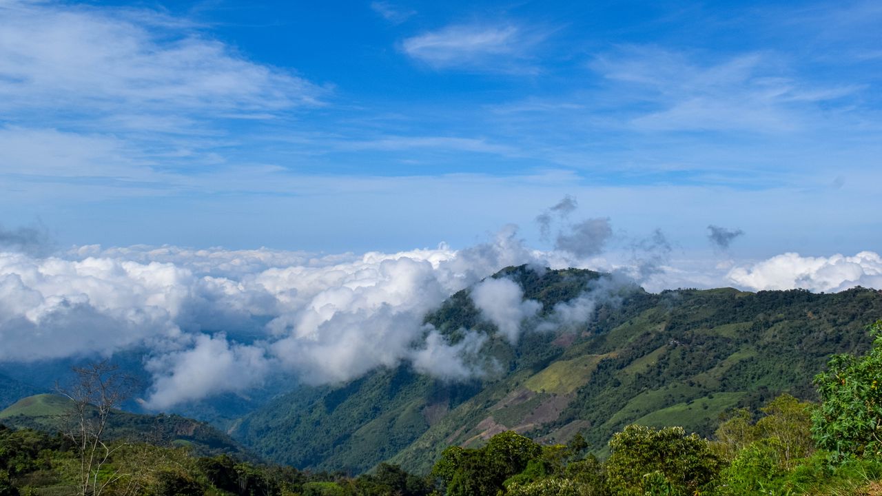 Wallpaper hill, slope, clouds, sky