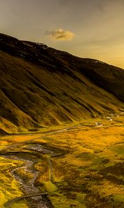Preview wallpaper hill, slope, stream, grass