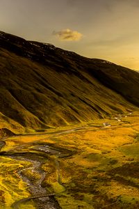 Preview wallpaper hill, slope, stream, grass