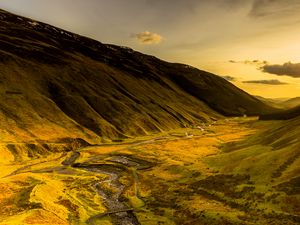 Preview wallpaper hill, slope, stream, grass