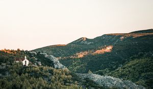 Preview wallpaper hill, slope, trees, forest, sky