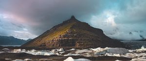 Preview wallpaper hill, snow, clouds, nature