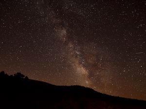 Preview wallpaper hill, starry sky, milky way, night