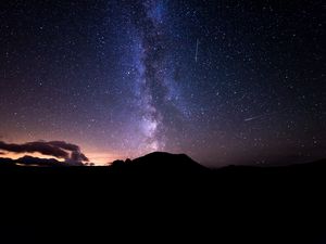 Preview wallpaper hill, starry sky, stars