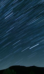 Preview wallpaper hill, starry sky, stars, distortion, night