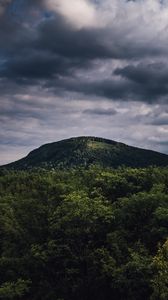 Preview wallpaper hill, trees, clouds, landscape, nature