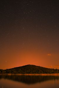 Preview wallpaper hill, trees, night, starry sky, stars