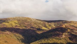 Preview wallpaper hills, aerial view, clouds, shadow, landscape