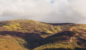 Preview wallpaper hills, aerial view, clouds, shadow, landscape