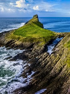 Preview wallpaper hills, cliff, sea, landscape, nature