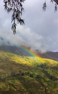 Preview wallpaper hills, clouds, rainbow, landscape