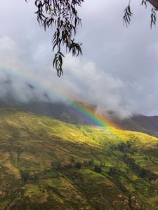 Preview wallpaper hills, clouds, rainbow, landscape