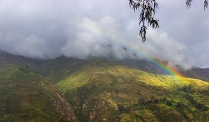 Preview wallpaper hills, clouds, rainbow, landscape