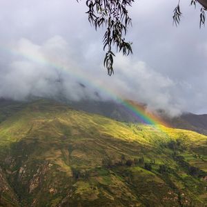 Preview wallpaper hills, clouds, rainbow, landscape