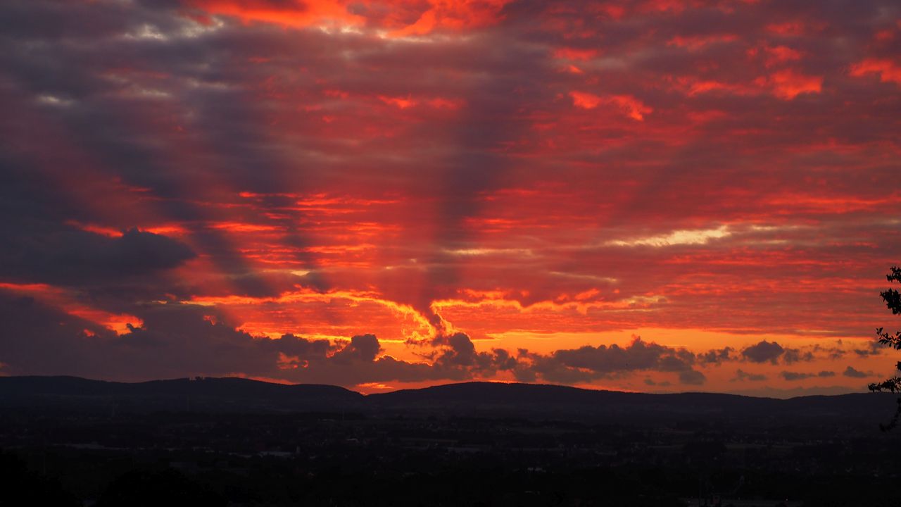 Wallpaper hills, clouds, sunset, nature