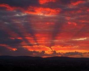 Preview wallpaper hills, clouds, sunset, nature