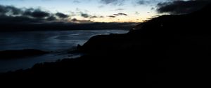 Preview wallpaper hills, coast, sea, silhouettes, evening