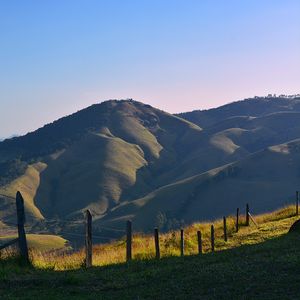 Preview wallpaper hills, fence, relief, nature, landscape