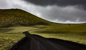 Preview wallpaper hills, field, road, bends, landscape