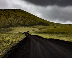 Preview wallpaper hills, field, road, bends, landscape