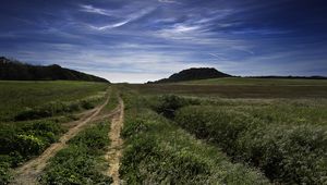 Preview wallpaper hills, field, road, sky