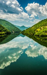 Preview wallpaper hills, forest, water, sky