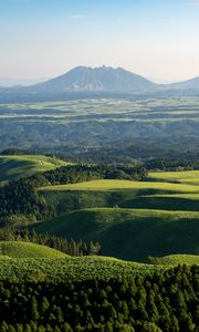 Preview wallpaper hills, grass, mountains, trees, landscape