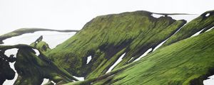 Preview wallpaper hills, grass, peaks, snow, snowy