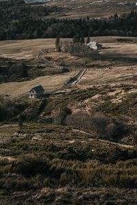 Preview wallpaper hills, houses, trees, aerial view, nature