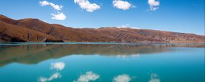 Preview wallpaper hills, lake, reflection, clouds