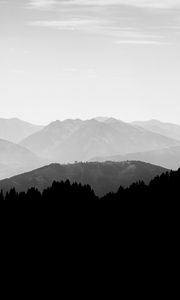 Preview wallpaper hills, landscape, silhouettes, bw, dark