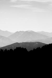 Preview wallpaper hills, landscape, silhouettes, bw, dark