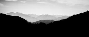 Preview wallpaper hills, landscape, silhouettes, bw, dark