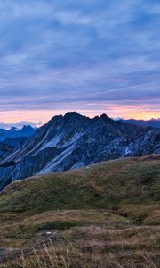 Preview wallpaper hills, mountains, clouds, sky, sunset, landscape