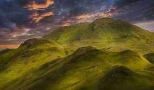 Preview wallpaper hills, mountains, grass, nature, landscape, green